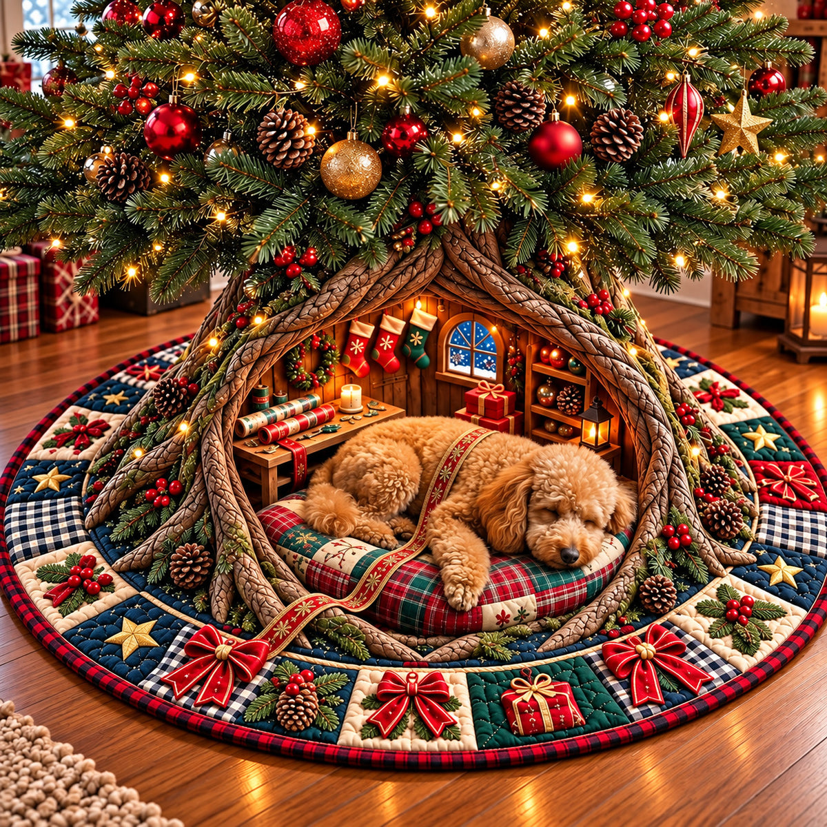 Holiday Puppy Quilted Tree Skirt GFTOMA15535