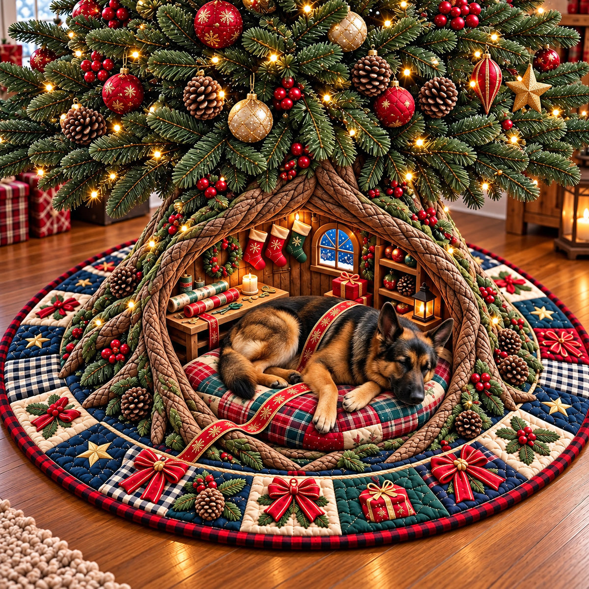 Holiday Puppy Quilted Tree Skirt GFTOMA15535
