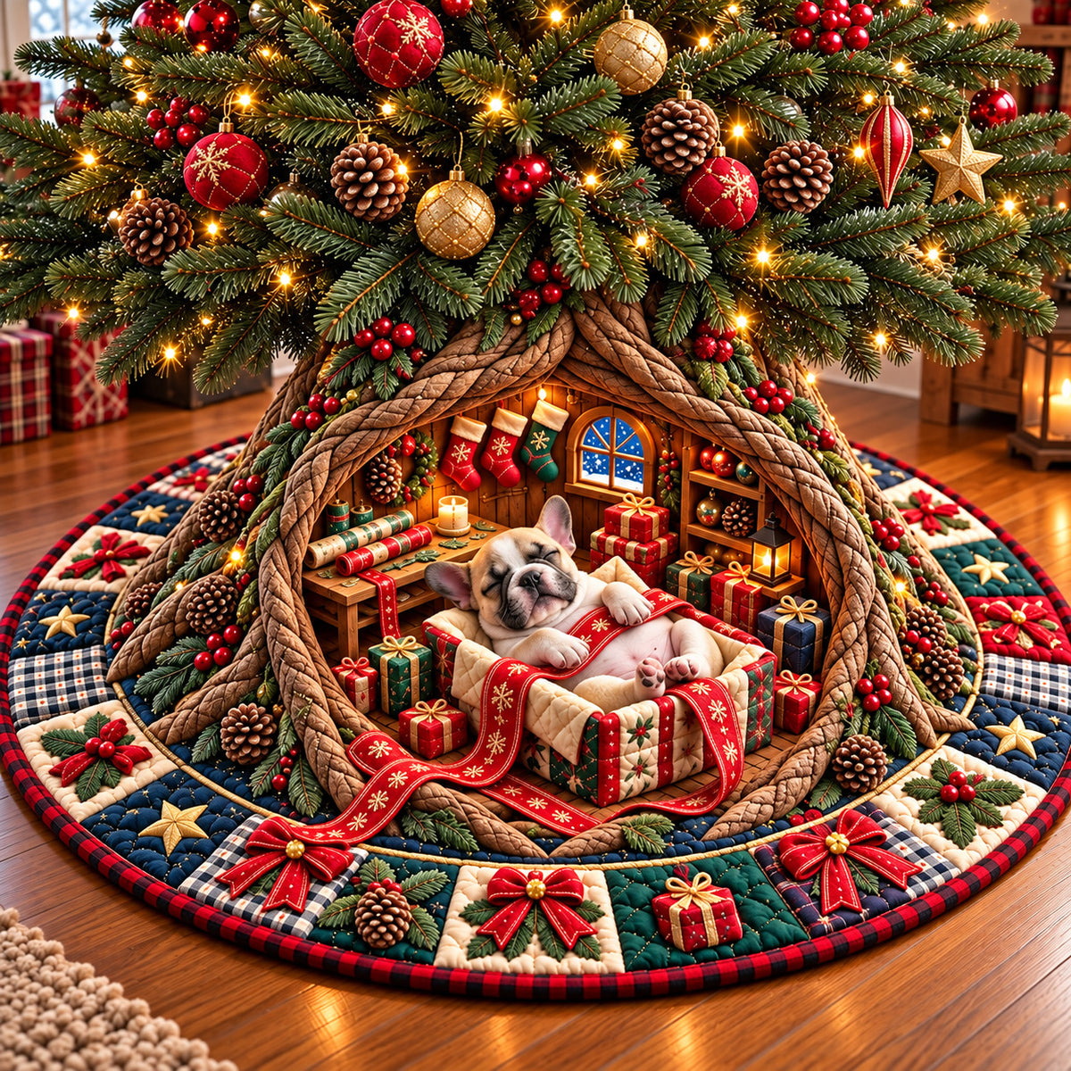 Holiday Puppy Quilted Tree Skirt GFTOMA15535