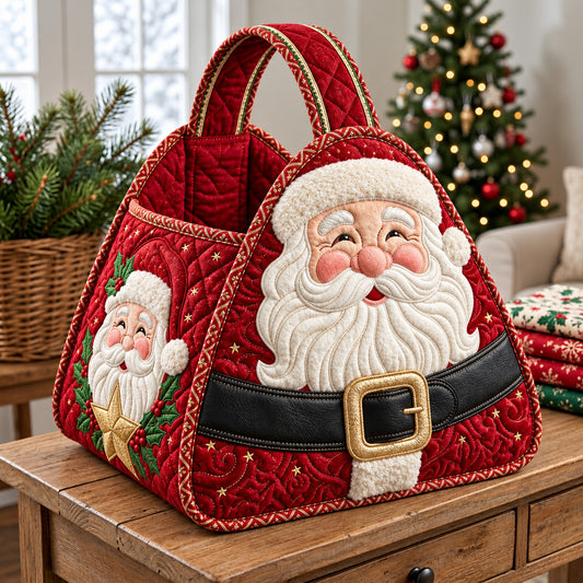 Santa Gift Bag Christmas Quilted Basket GFTOMA15544