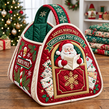 North Pole Santa Christmas Quilted Basket GFTOMA15545