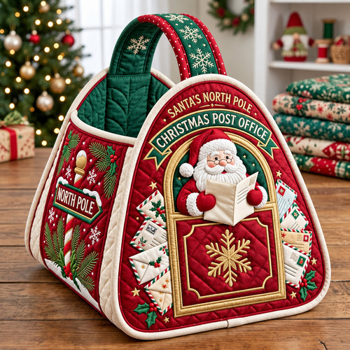 North Pole Santa Christmas Quilted Basket GFTOMA15545