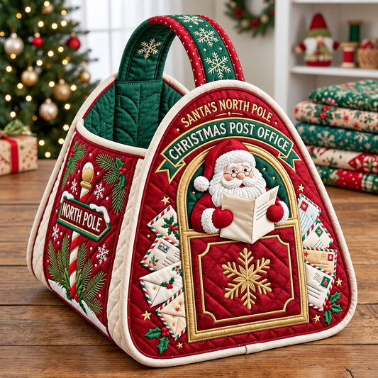 North Pole Santa Christmas Quilted Basket GFTOMA15545
