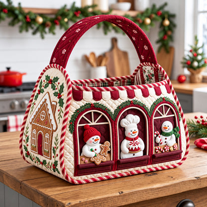 Gingerbread House Christmas Quilted Basket GFTOMA15546
