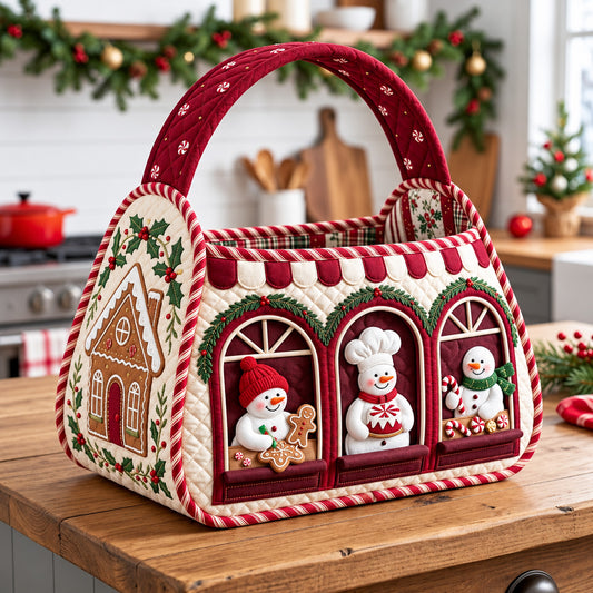 Gingerbread House Christmas Quilted Basket GFTOMA15546