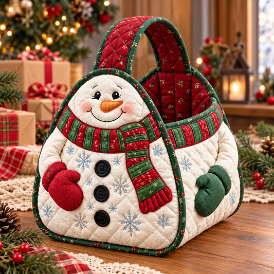 Snowman Holiday Christmas Quilted Basket GFTOMA15547