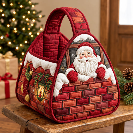 Santa Chimney Christmas Quilted Basket GFTOMA15548