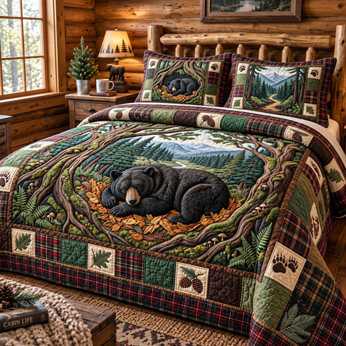 Forest Bear Den 3-Piece Quilted Bedding Set GFTOMA15552