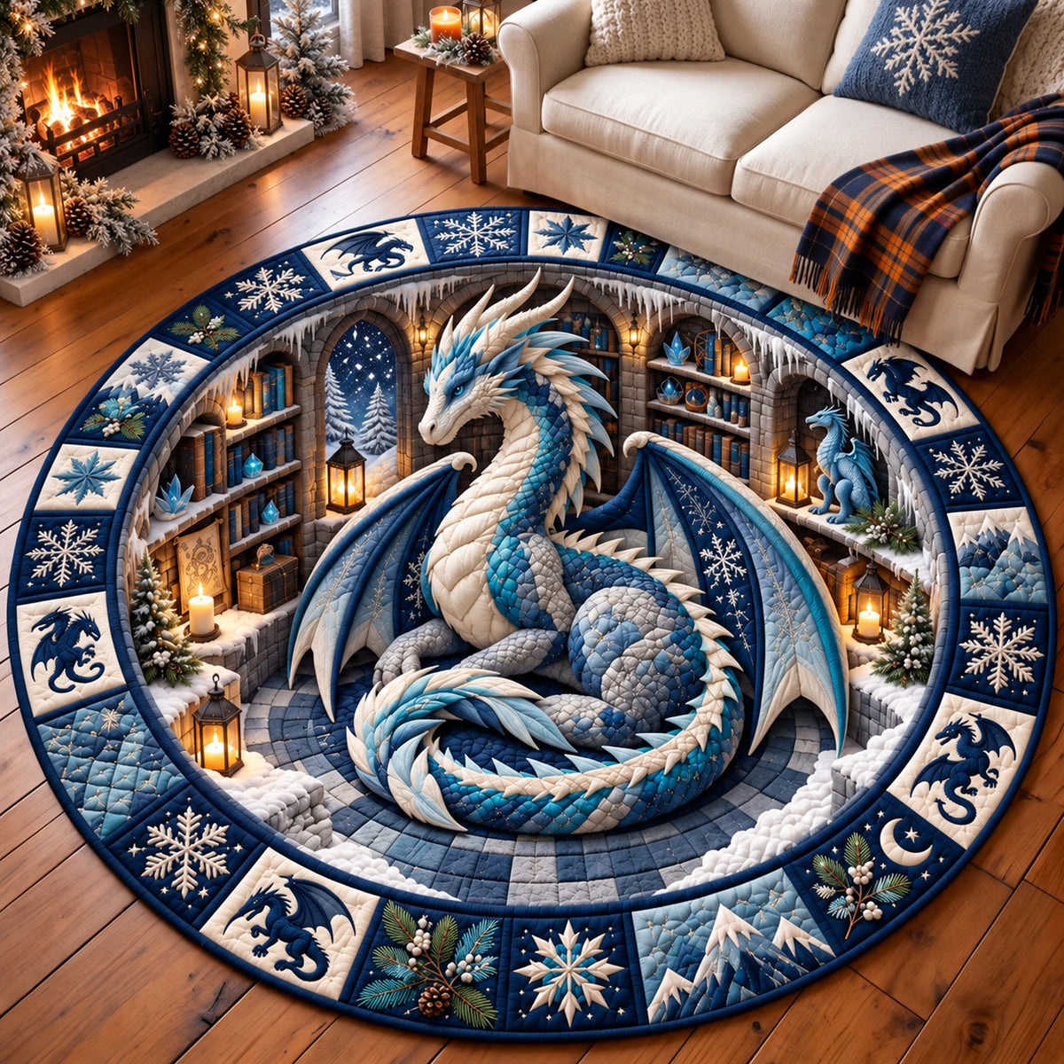Ice Dragon Quilted Round Mat GFTOMA15576