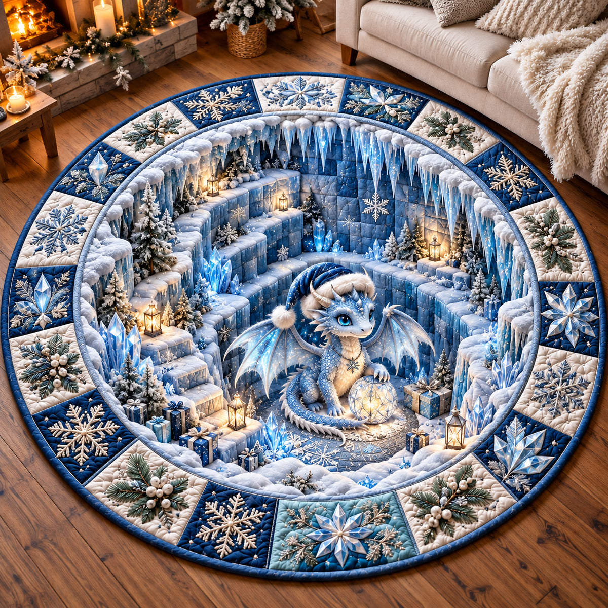 Winter Dragon Quilted Round Mat GFTOMA15577