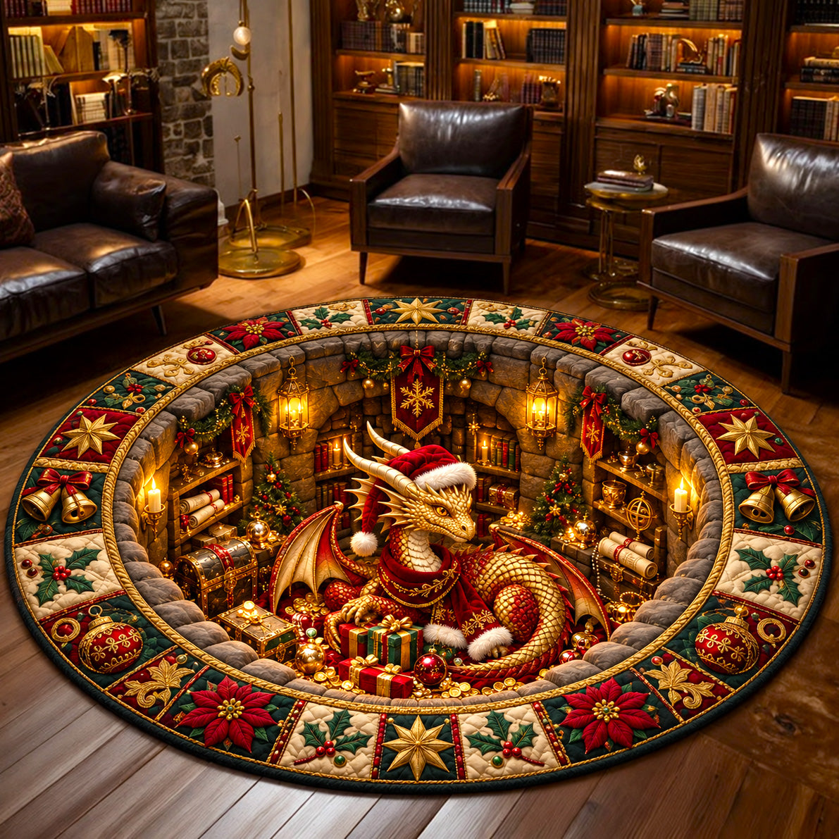 Golden Dragon Quilted Round Mat GFTOMA15578