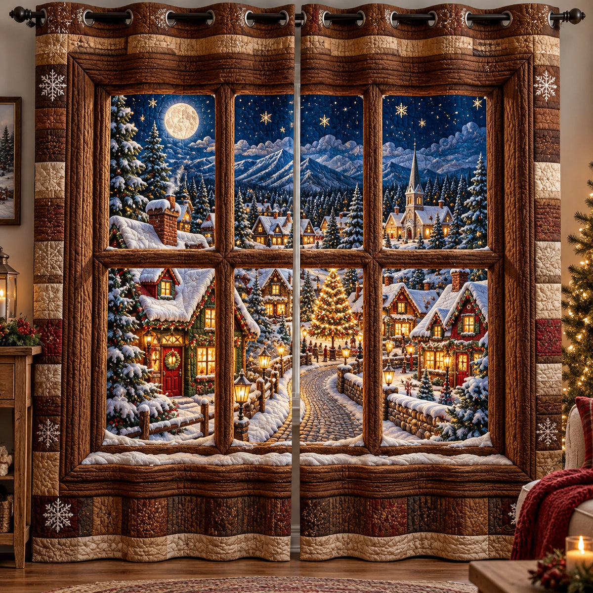 Winter Village Quilted Curtains GFTOMA15580