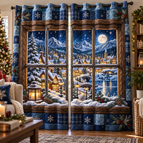 Moonlit Village Quilted Curtains GFTOMA15581