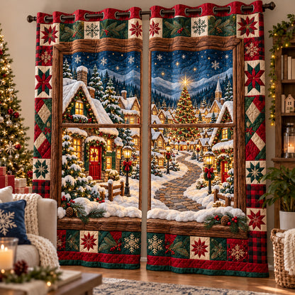 Christmas Street Quilted Curtains GFTOMA15582