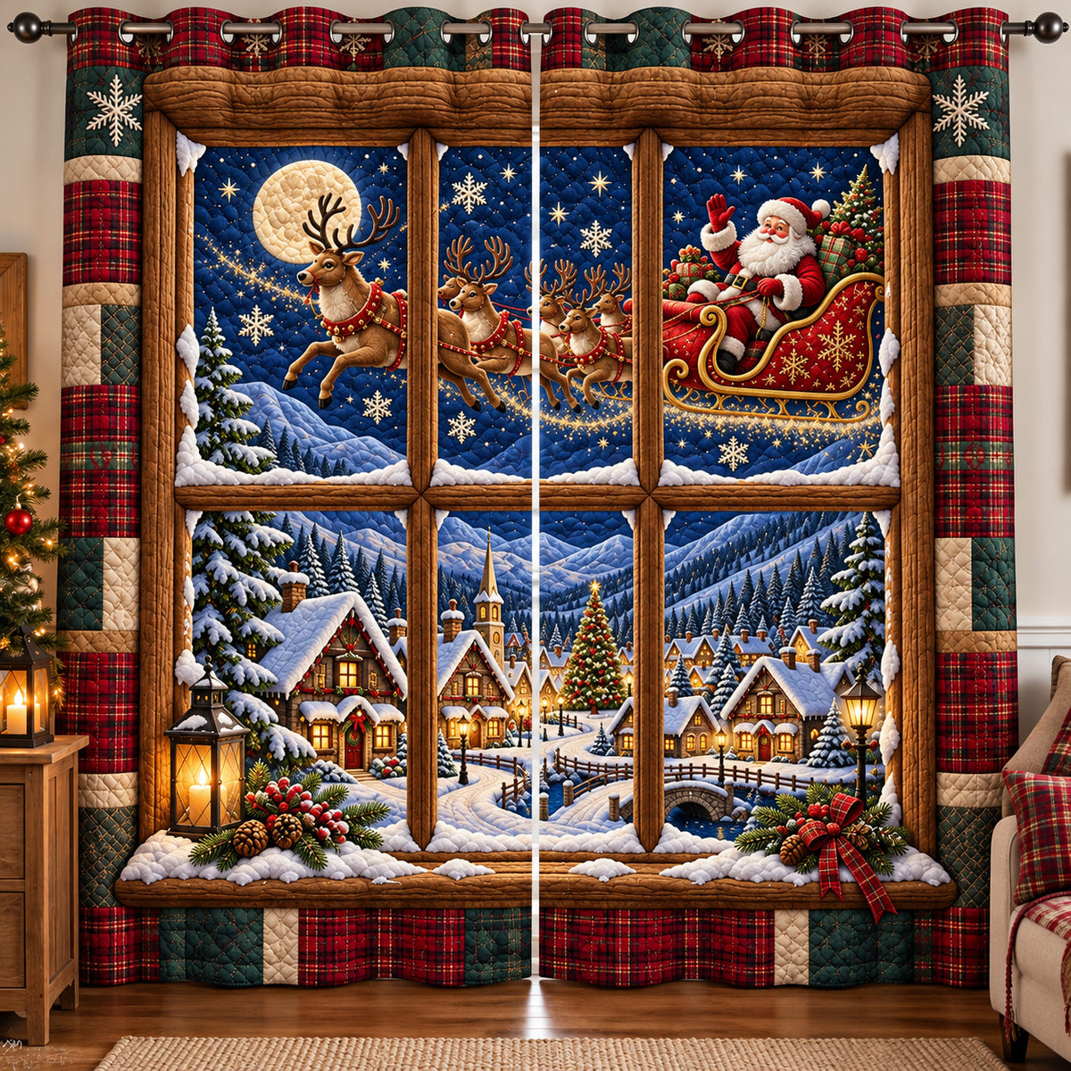 Santa Village Quilted Curtains GFTOMA15583
