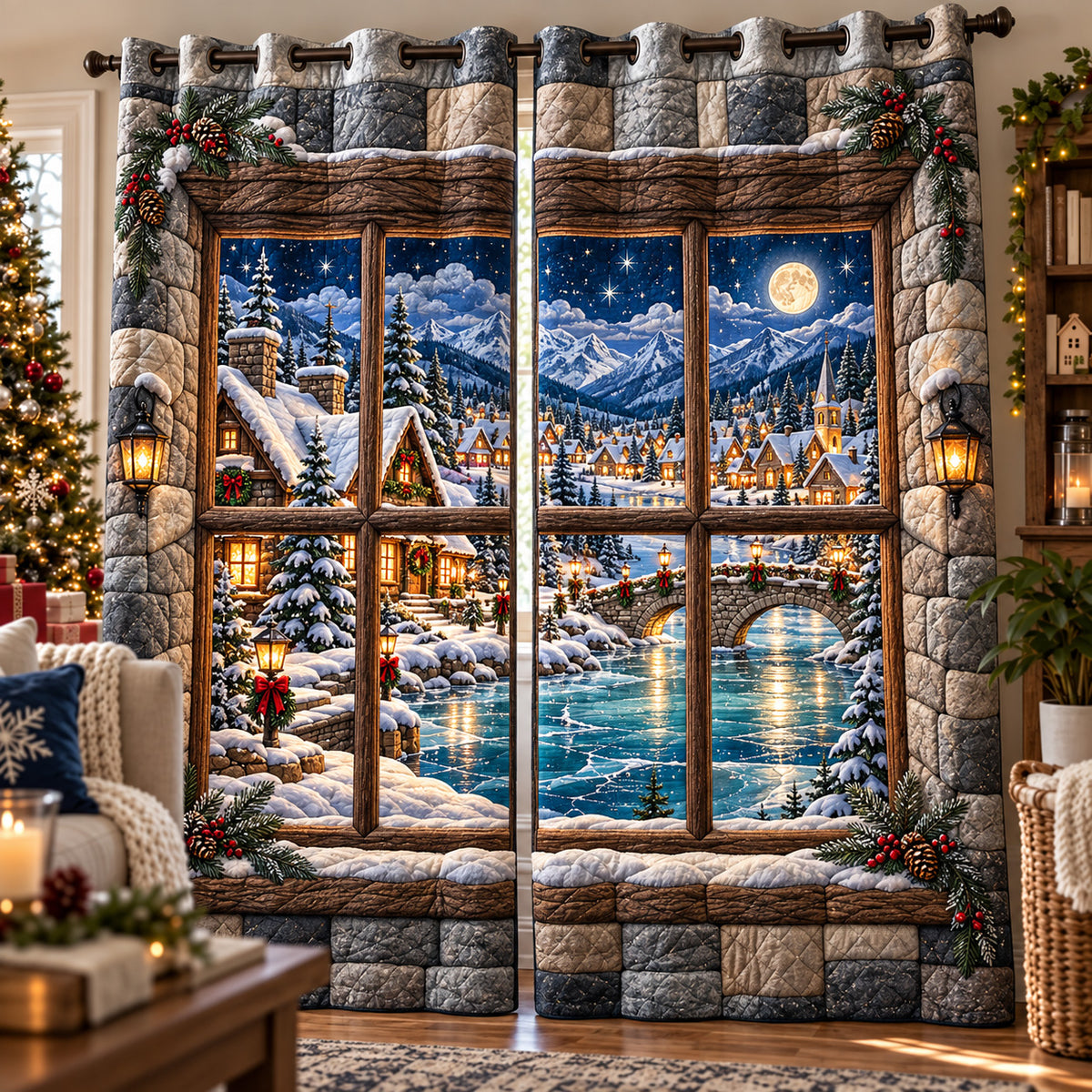 Winter Lake Quilted Curtains GFTOMA15585