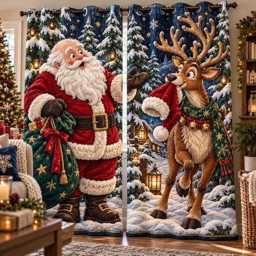 Santa Reindeer Quilted Curtains GFTOMA15586