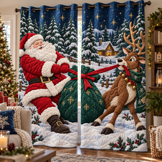 Santa Deer Quilted Curtains GFTOMA15590
