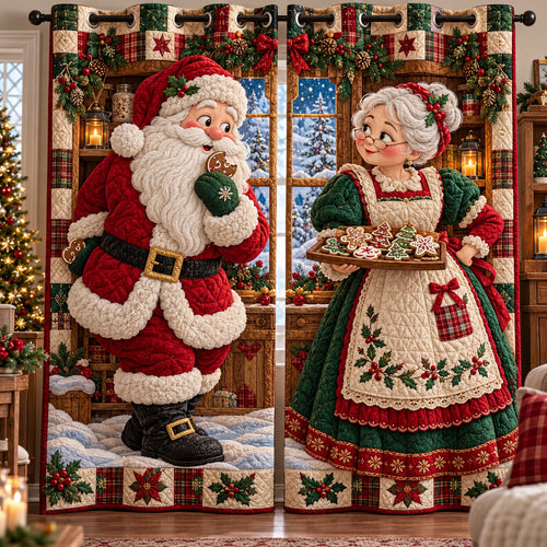 Santa Mrs Claus Quilted Curtains GFTOMA15591