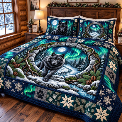 Aurora Wolf 3-Piece Quilted Bedding Set GFTOMA15595