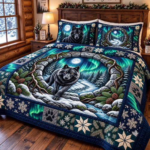 Aurora Wolf 3-Piece Quilted Bedding Set GFTOMA15595