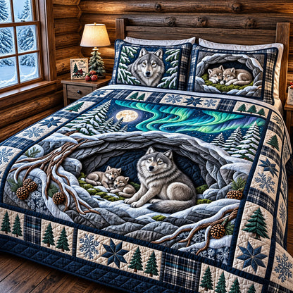 Forest Wolf 3-Piece Quilted Bedding Set GFTOMA15596