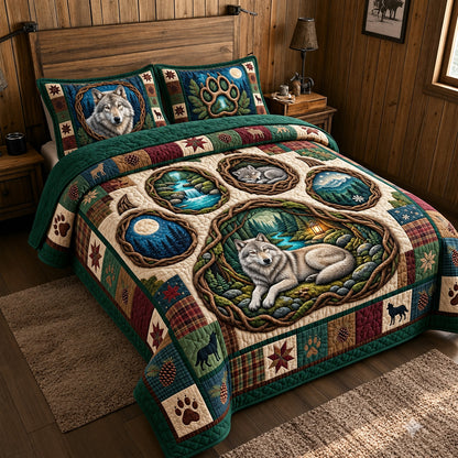 Mystic Wolf 3-Piece Quilted Bedding Set GFTOMA15597