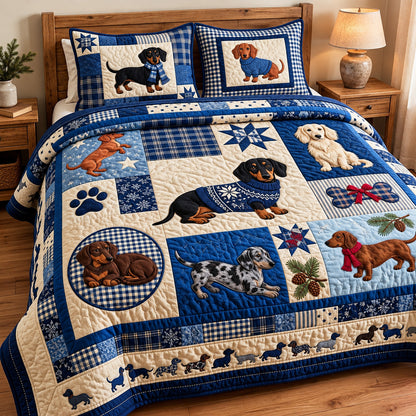 Dog Lover Patchwork 3-Piece Quilted Bedding Set GFTOMA15616
