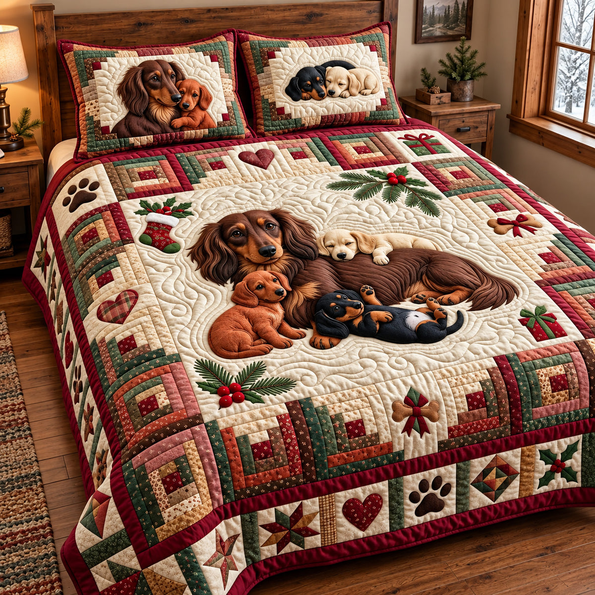 Cozy Puppy 3-Piece Quilted Bedding Set GFTOMA15618