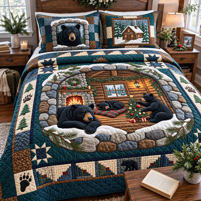 Cabin Bear 3-Piece Quilted Bedding Set GFTOMA15620