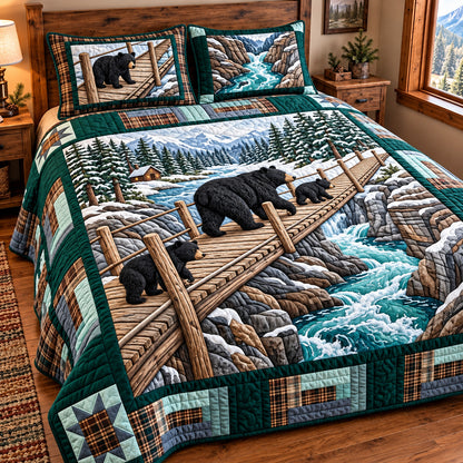River Crossing Bear 3-Piece Quilted Bedding Set GFTOMA15622