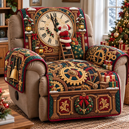 Santa Clock Quilted Sofa Cover GFTOMA15626