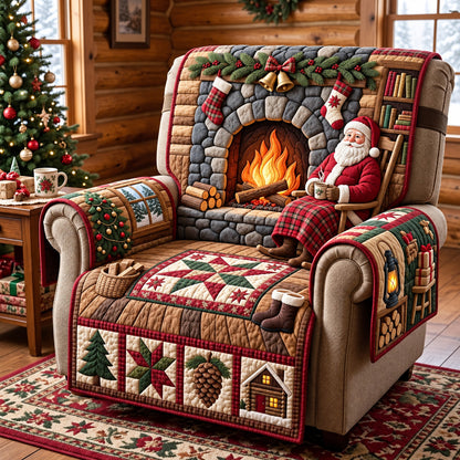 Santa Fireplace Quilted Sofa Cover GFTOMA15630