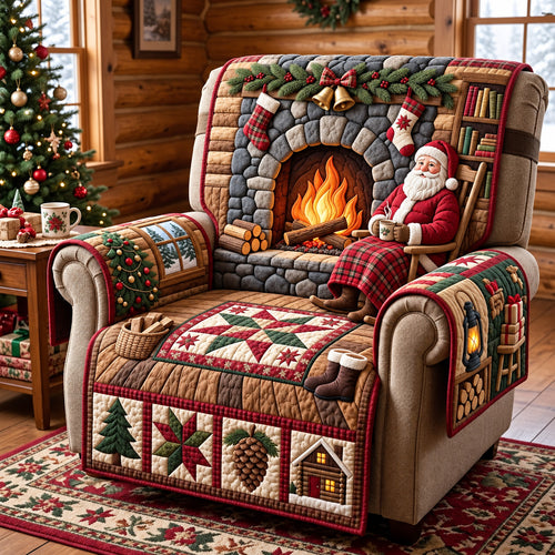 Santa Fireplace Quilted Sofa Cover GFTOMA15630