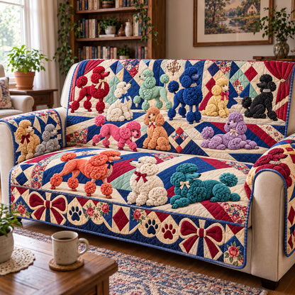 Poodle Patchwork Quilted Sofa Cover GFTOMA15632