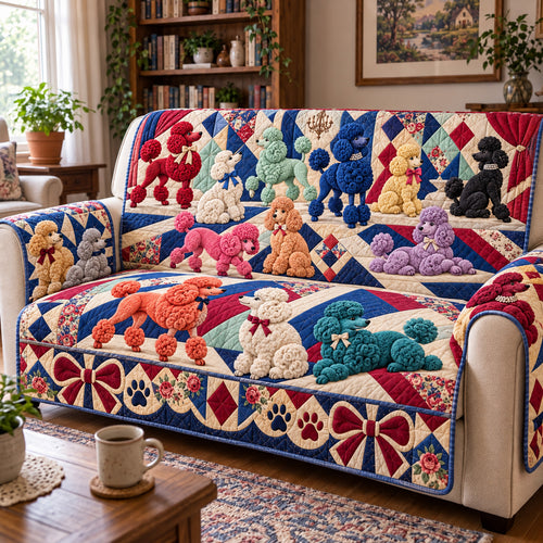 Poodle Patchwork Quilted Sofa Cover GFTOMA15632