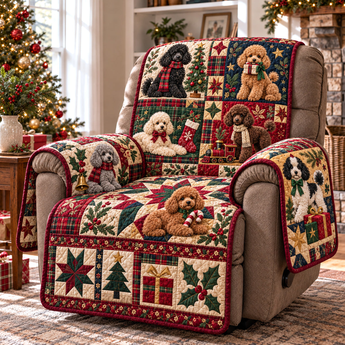 Poodle Patchwork Quilted Sofa Cover GFTOMA15633