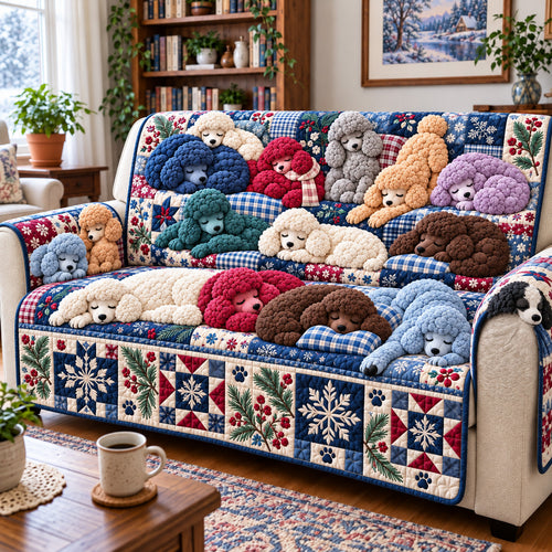 Poodle Patchwork Quilted Sofa Cover GFTOMA15634