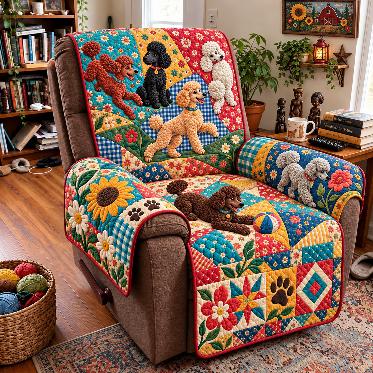 Poodle Patchwork Quilted Sofa Cover GFTOMA15636