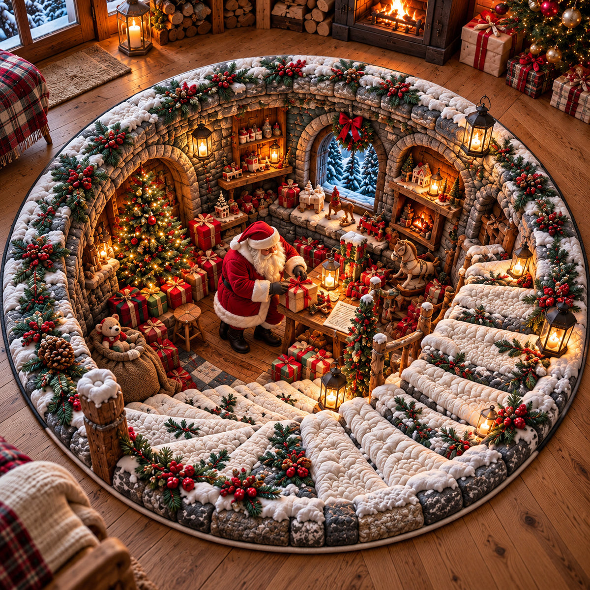 Jolly Santa Quilted Round Mat GFTOMA15638