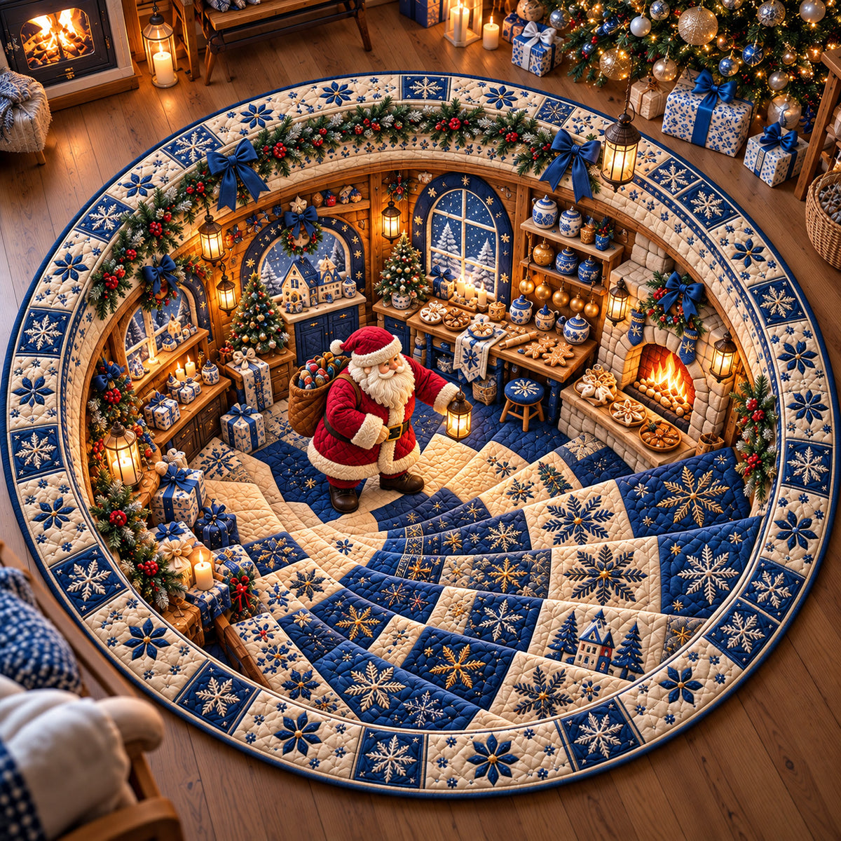 Jolly Santa Quilted Round Mat GFTOMA15641
