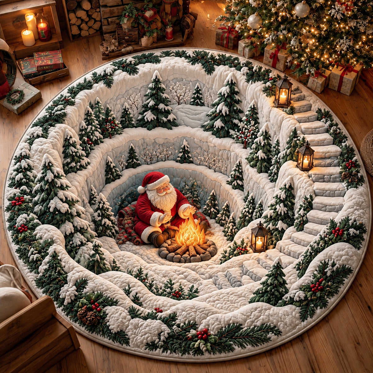 Jolly Santa Quilted Round Mat GFTOMA15643