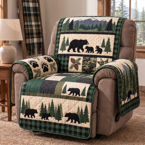 Woodland Bear Quilted Sofa Cover GFTOMA15645