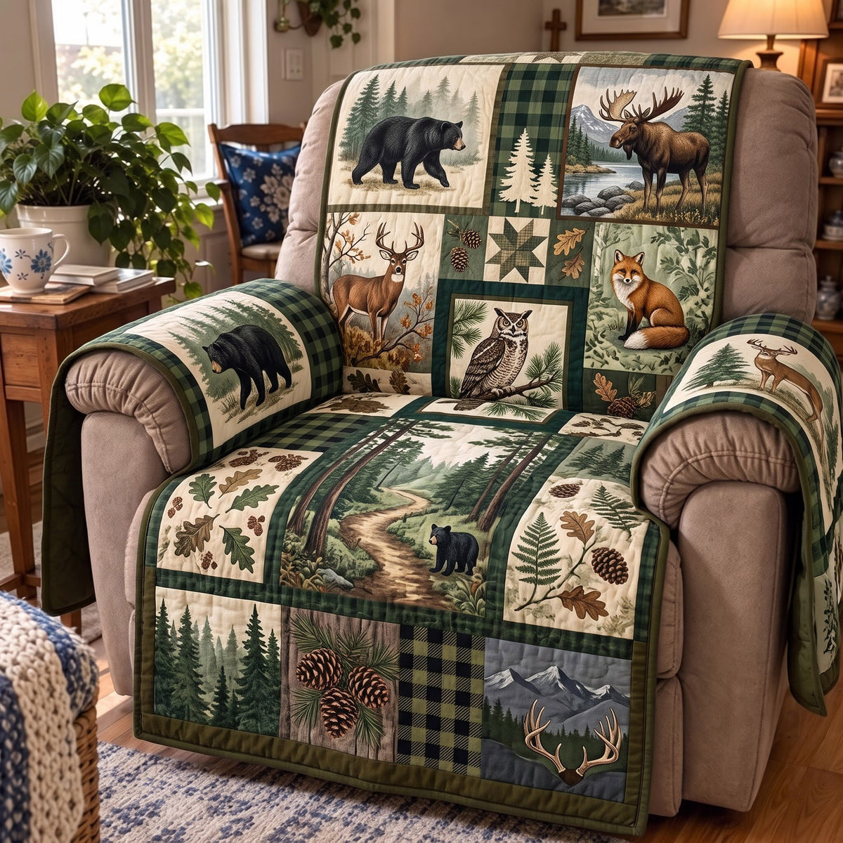 Forest Patchwork Quilted Sofa Cover GFTOMA15649