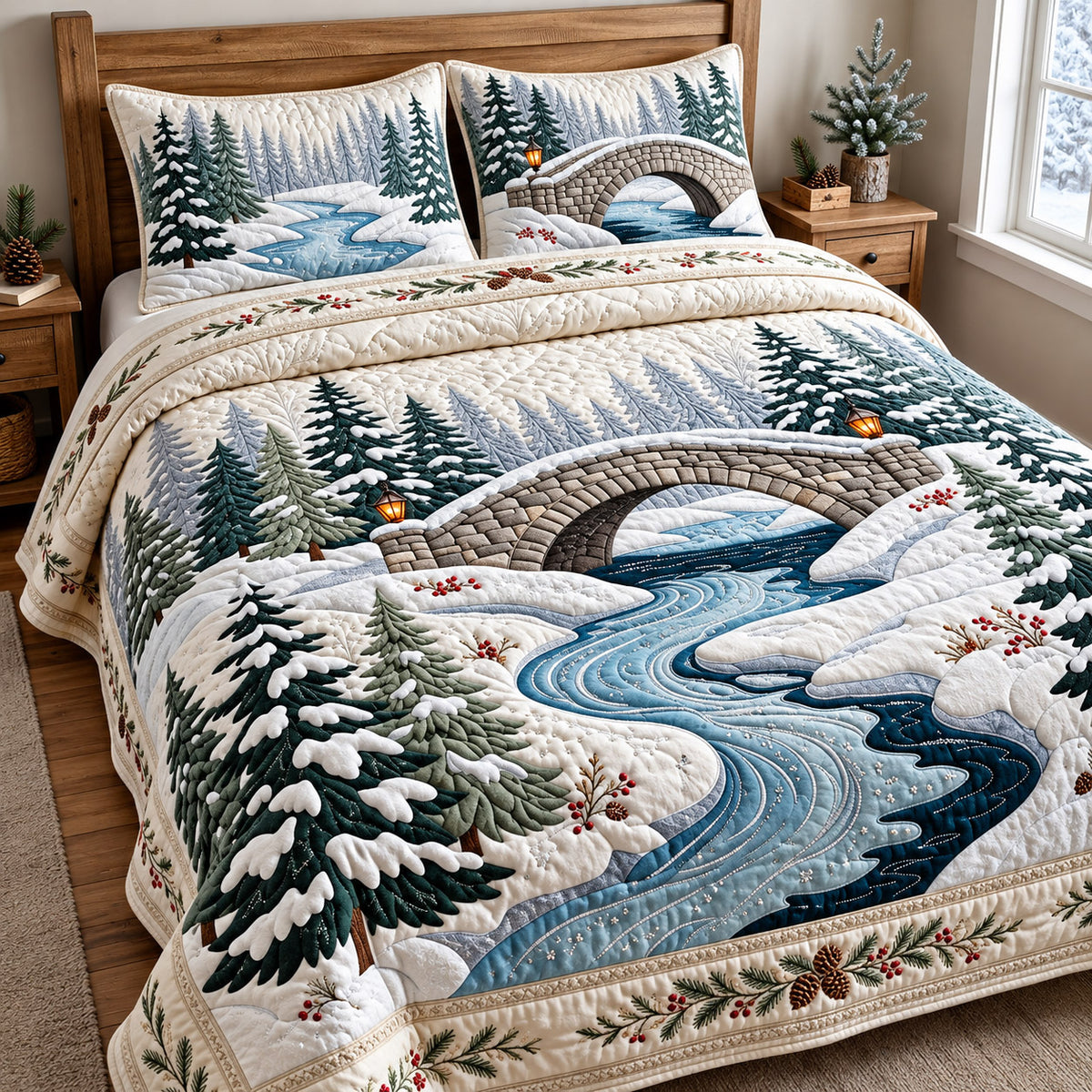 Winter River 3-Piece Quilted Bedding Set GFTOMA15667