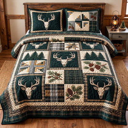 Stag Patchwork 3-Piece Quilted Bedding Set GFTOMA15668