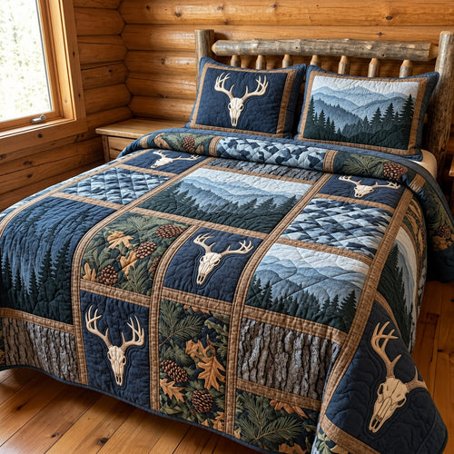 Mountain Stag 3-Piece Quilted Bedding Set GFTOMA15669