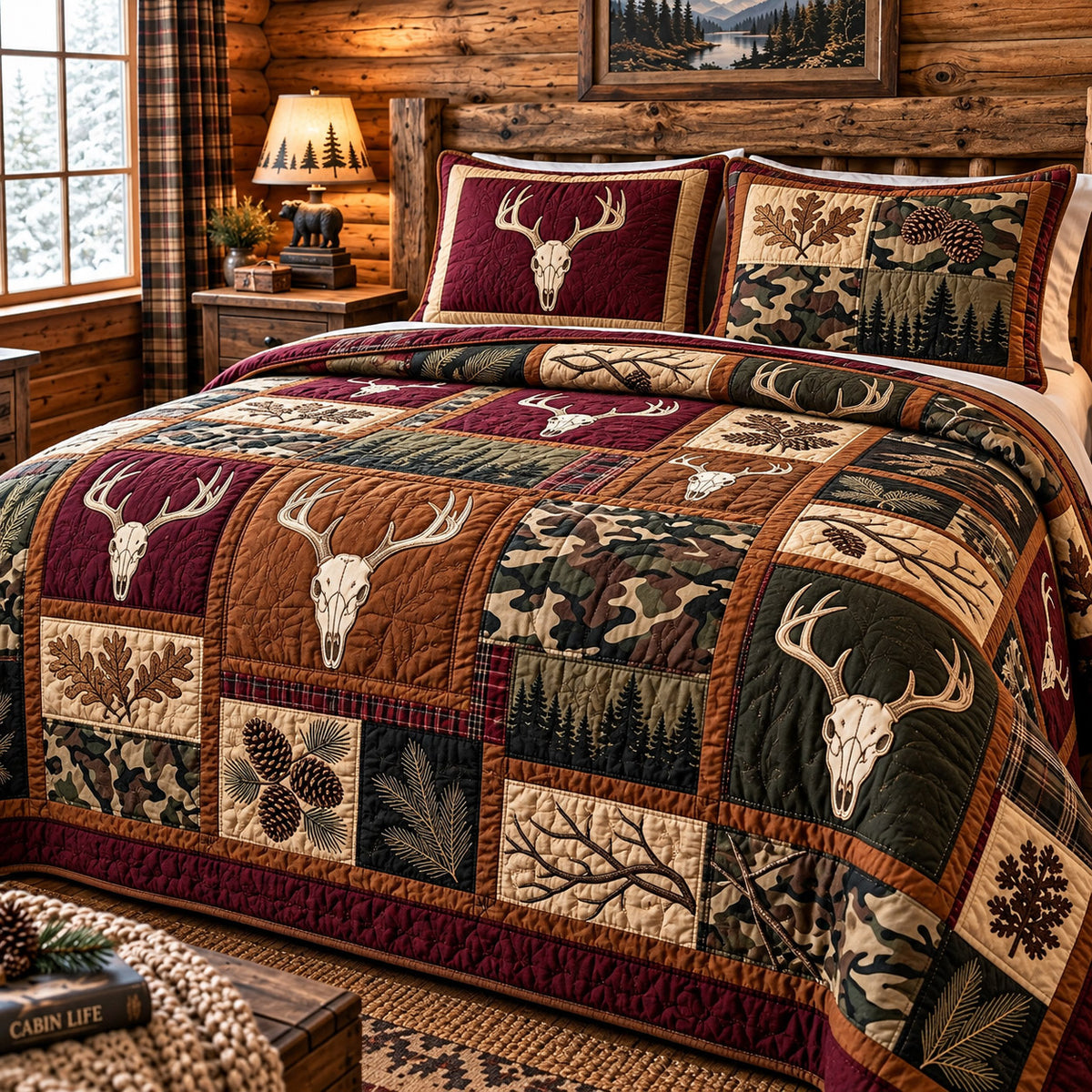 Rustic Stag 3-Piece Quilted Bedding Set GFTOMA15670