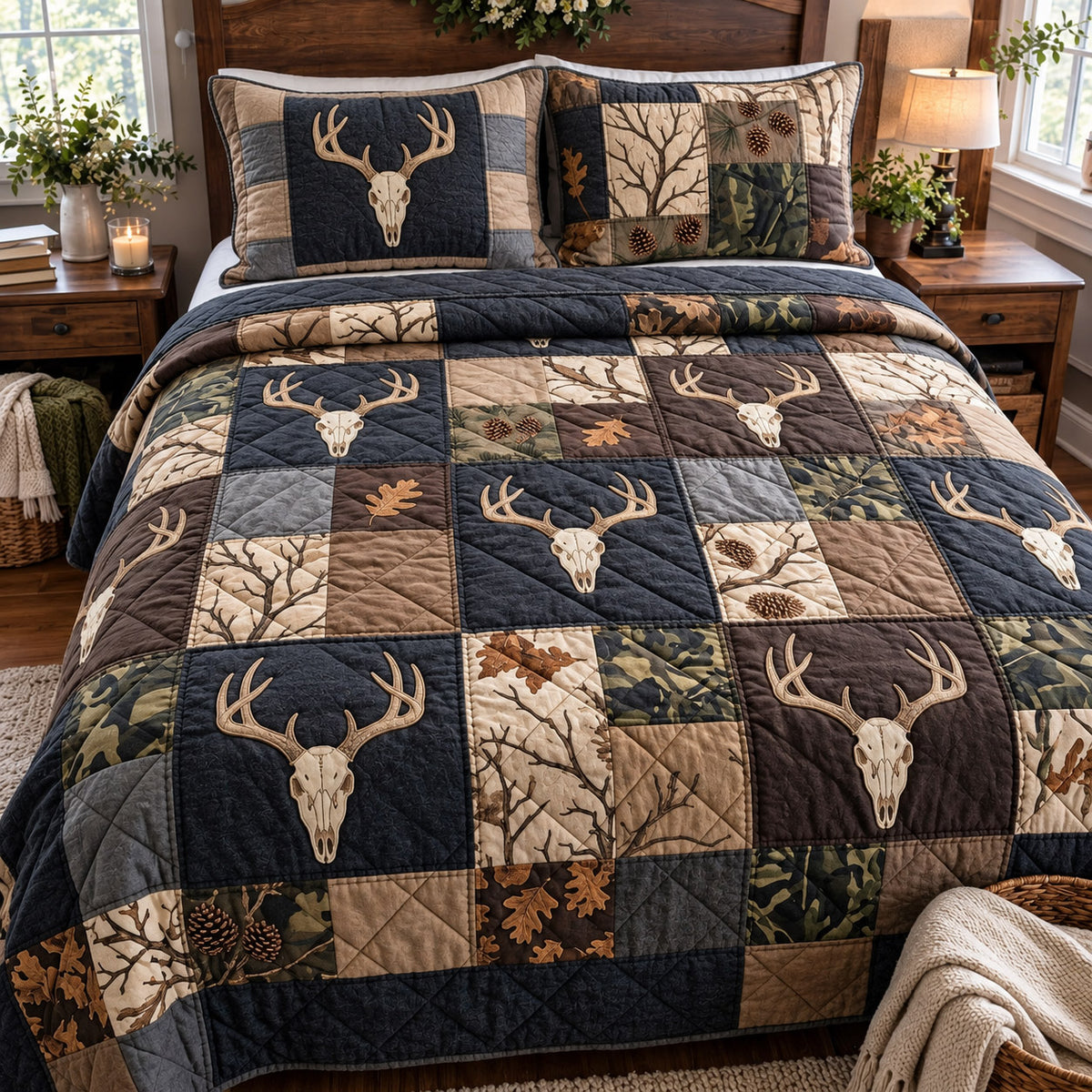 Woodland Stag 3-Piece Quilted Bedding Set GFTOMA15671