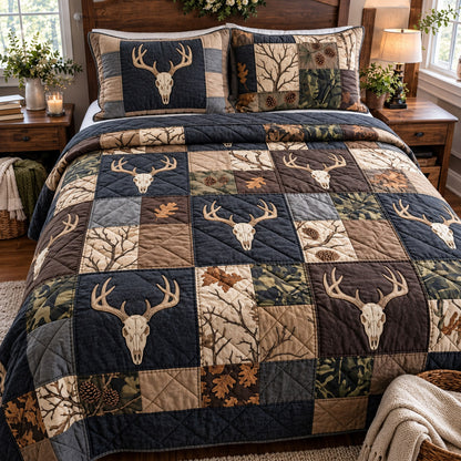 Woodland Stag 3-Piece Quilted Bedding Set GFTOMA15671